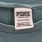 Victoria's Secret Pink Logo Blue Ribbed Short Sleeve Cropped Tshirt Top S Small