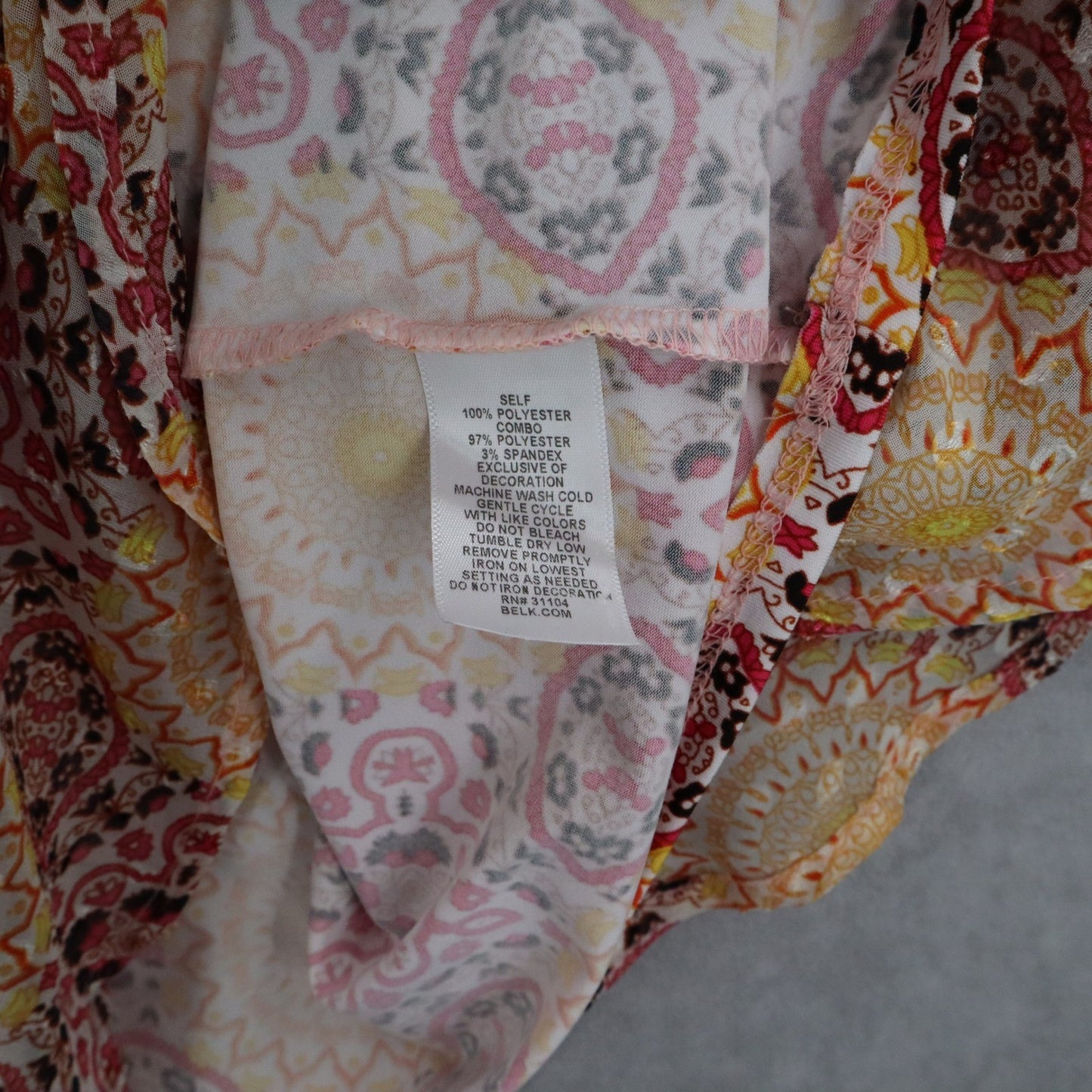Kim Rogers Yellow Floral Dolam Casual Daisy Shine Palm Spring Bead Top Blouse XL