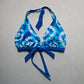 Winki Girl Blue Tie Dye Halter Tie Swim Sports Bra Beach Bikini Top L Large
