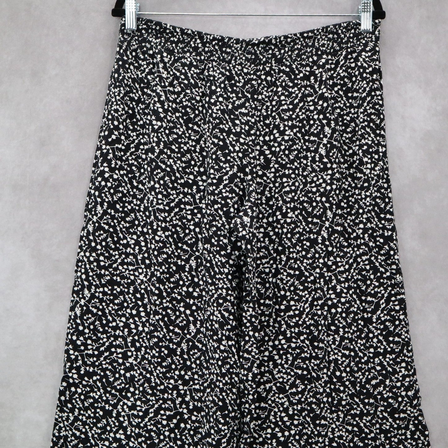 Decree Black Pull On Wide Leg Floral Boho Beach Comfy Trouser Pants Large