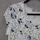 Riders by Lee White Floral Midi Dress Blue V-Neck Casual A-Line Flare S Small