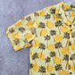 Blue Wave Yellow Palm Tropical Surf Island Vintage Cotton Relax Hawaiian Shirt M