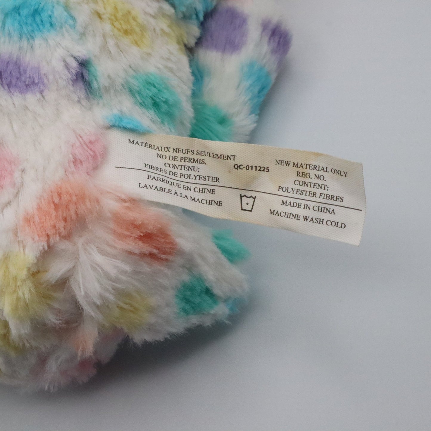 Colorful Bunny Plush Toy Stuffed Animal Soft Rainbow Pastel Sparkle Ears 9"