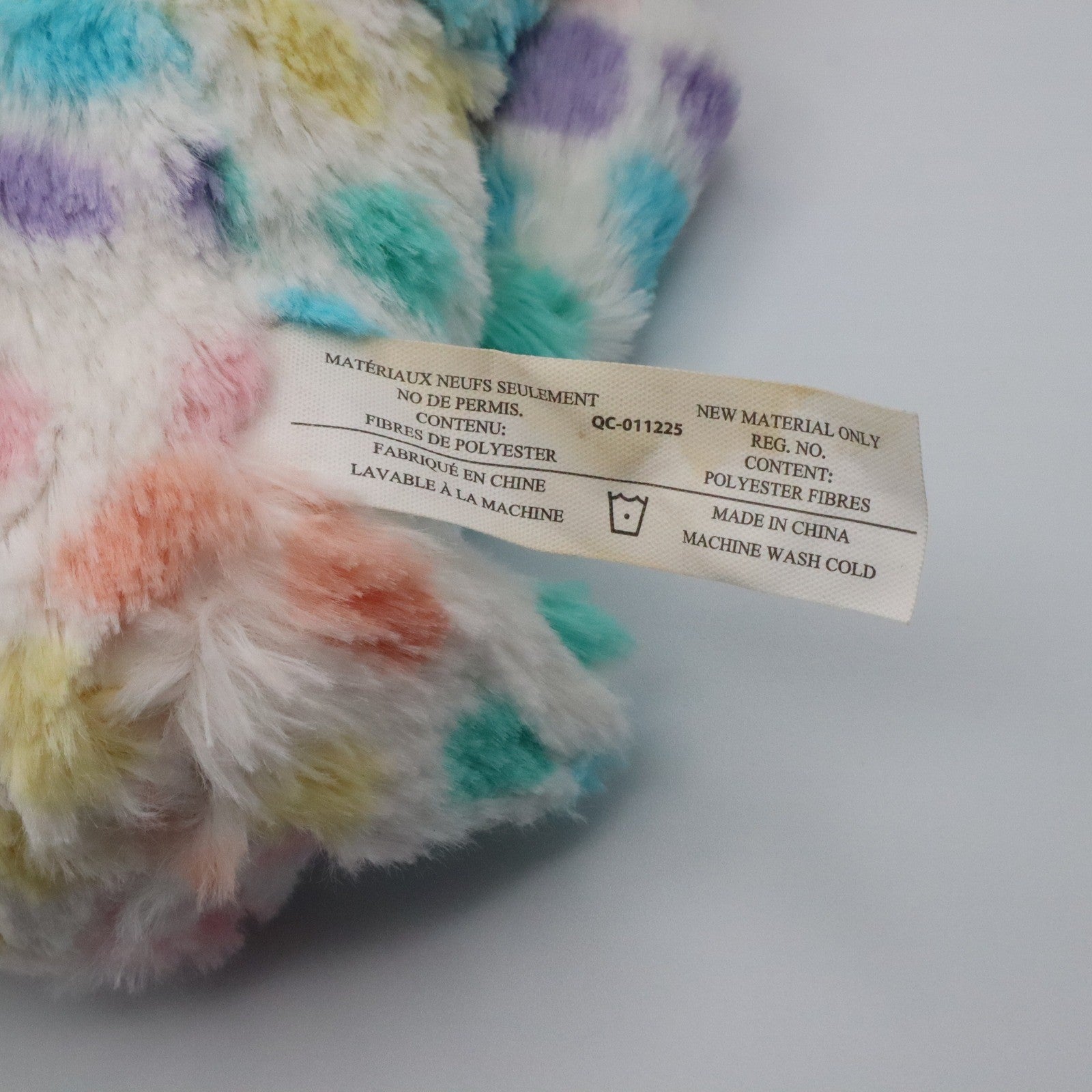 Colorful Bunny Plush Toy Stuffed Animal Soft Rainbow Pastel Sparkle Ears 9"