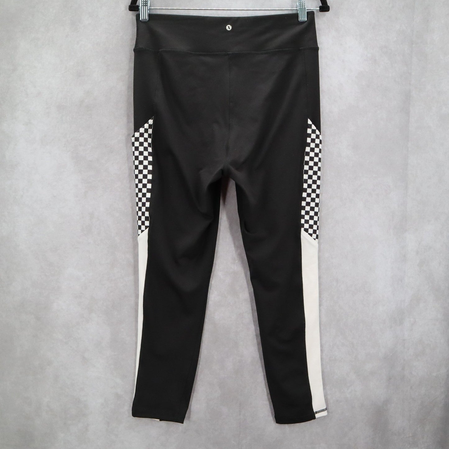 Xersion Black Checker Ankle Active Athletic Stretch Leggings Pants L Large