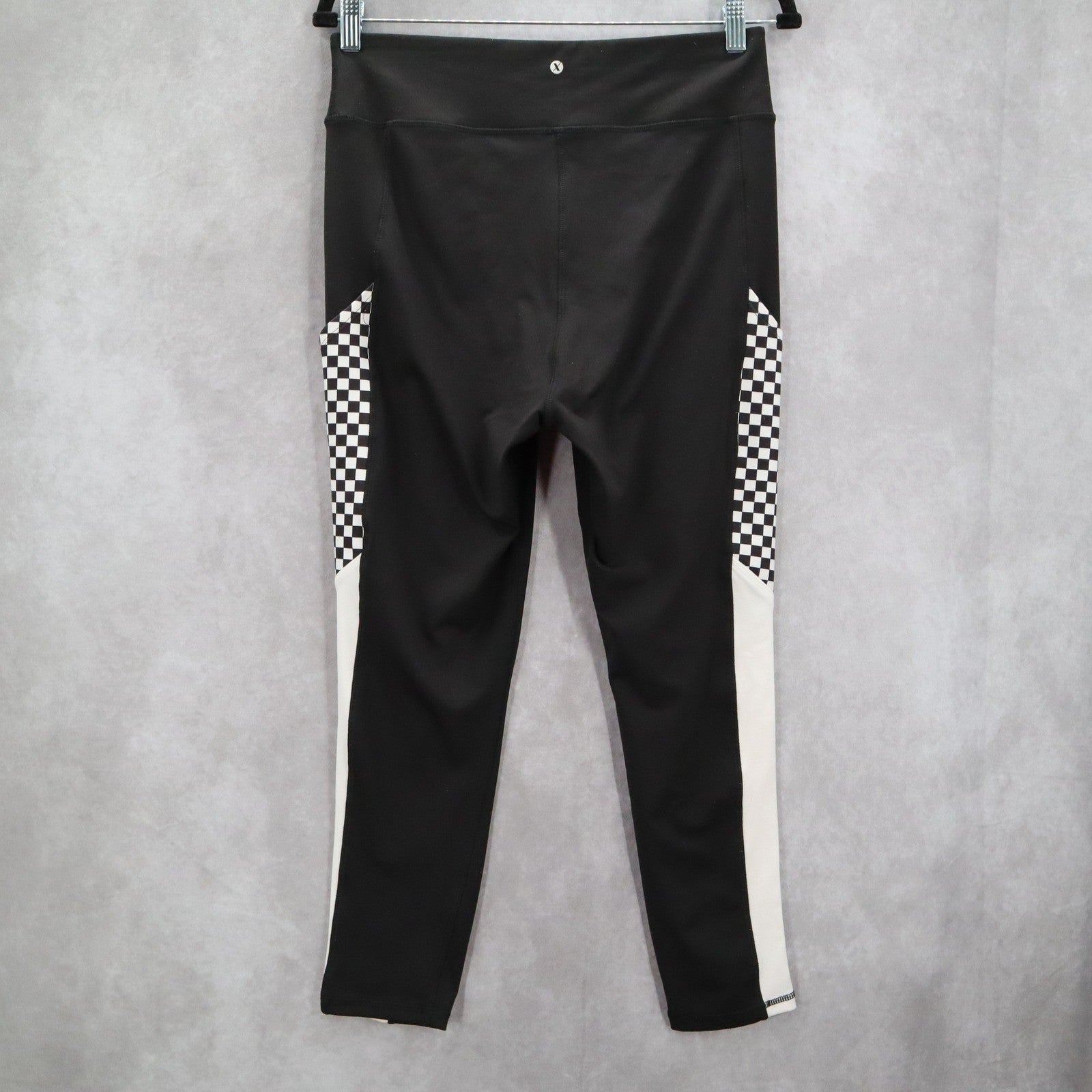 Xersion Black Checker Ankle Active Athletic Stretch Leggings Pants L Large