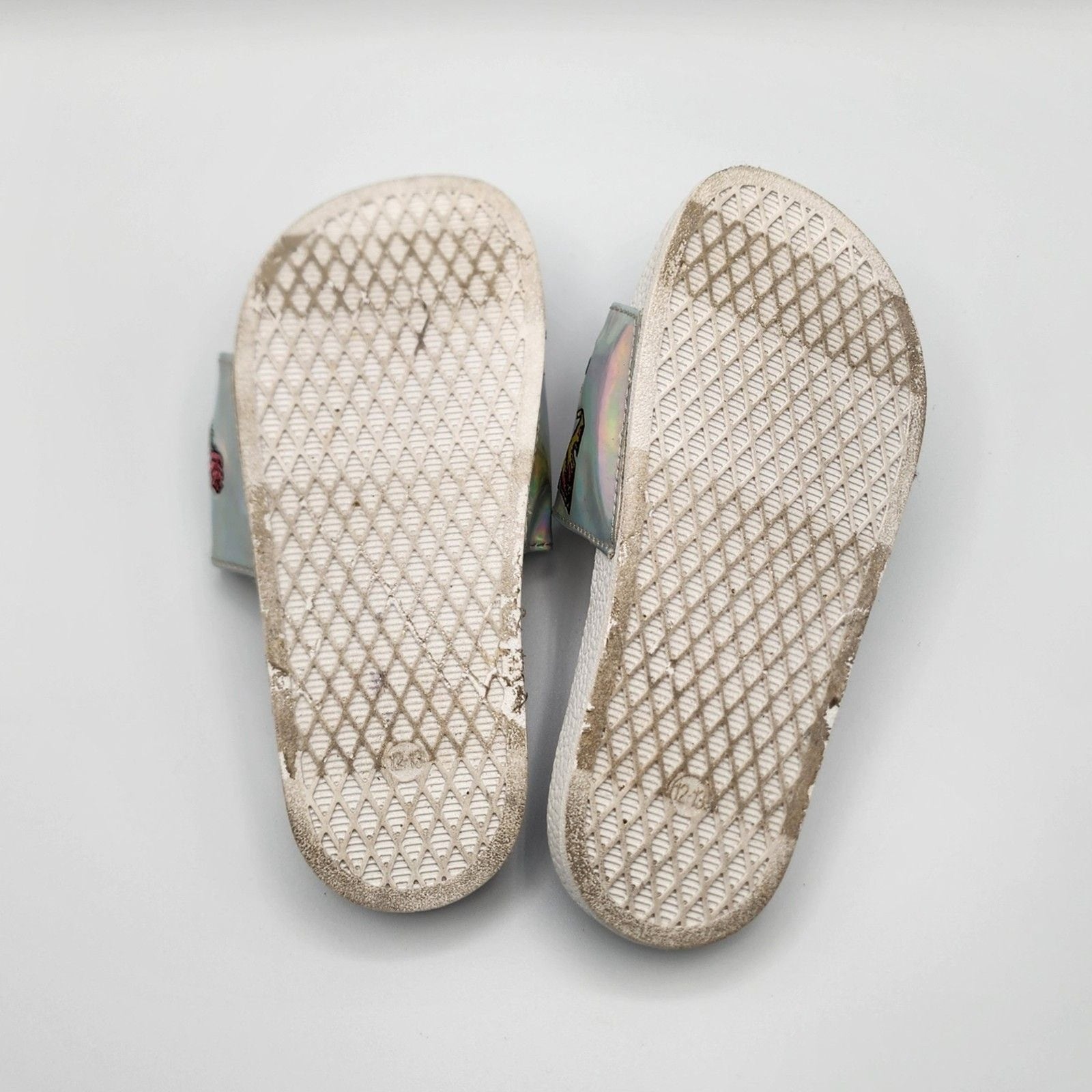 Disney Parks Holographic "I am Unstoppable" Girls Slide Sandals Size 12-13