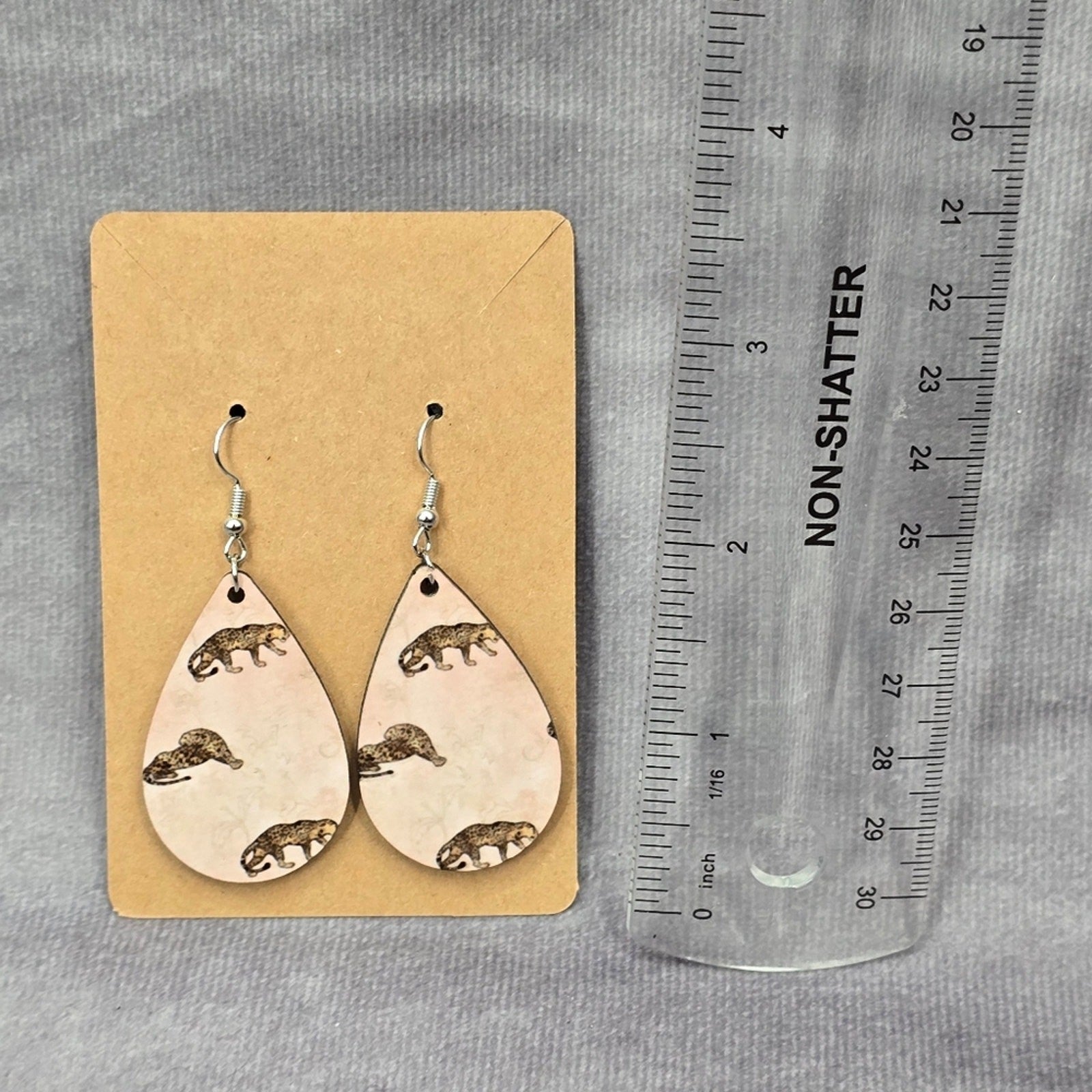 Pink Teardrop Hook Animal Handmade Earrings #JB1E1