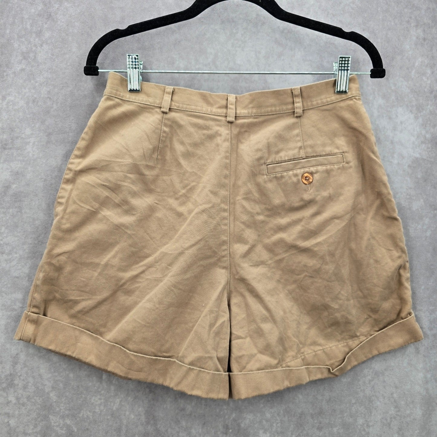 Liz Claiborne Tan Flat Front Bermuda Cotton Petite Bottoms Pants Shorts 12