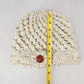 White Multi Cable Knit Flower Button Y2K Vintage Beanie Cap Hat