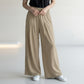 Beige Wide Leg Pants Smocked Waist Boho Palazzo Casual Trousers Pull On Medium