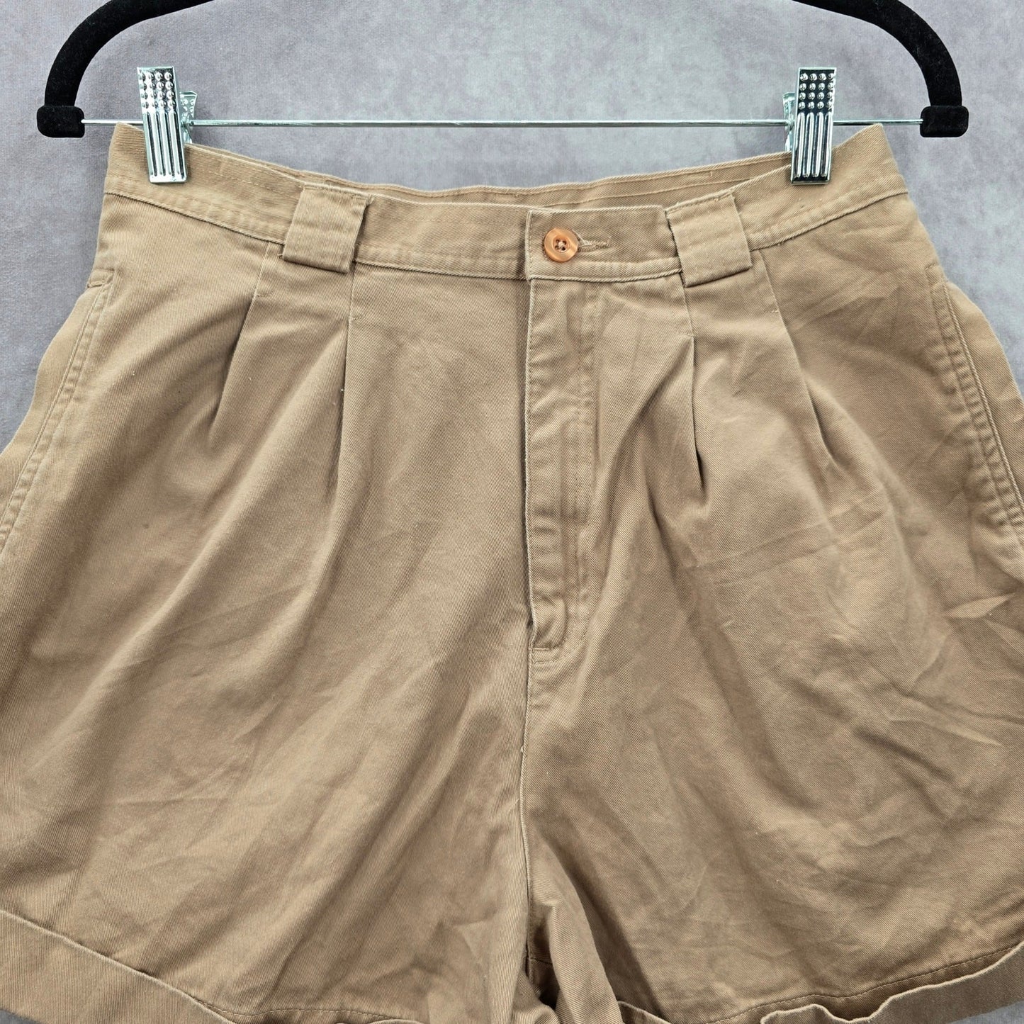 Liz Claiborne Tan Flat Front Bermuda Cotton Petite Bottoms Pants Shorts 12
