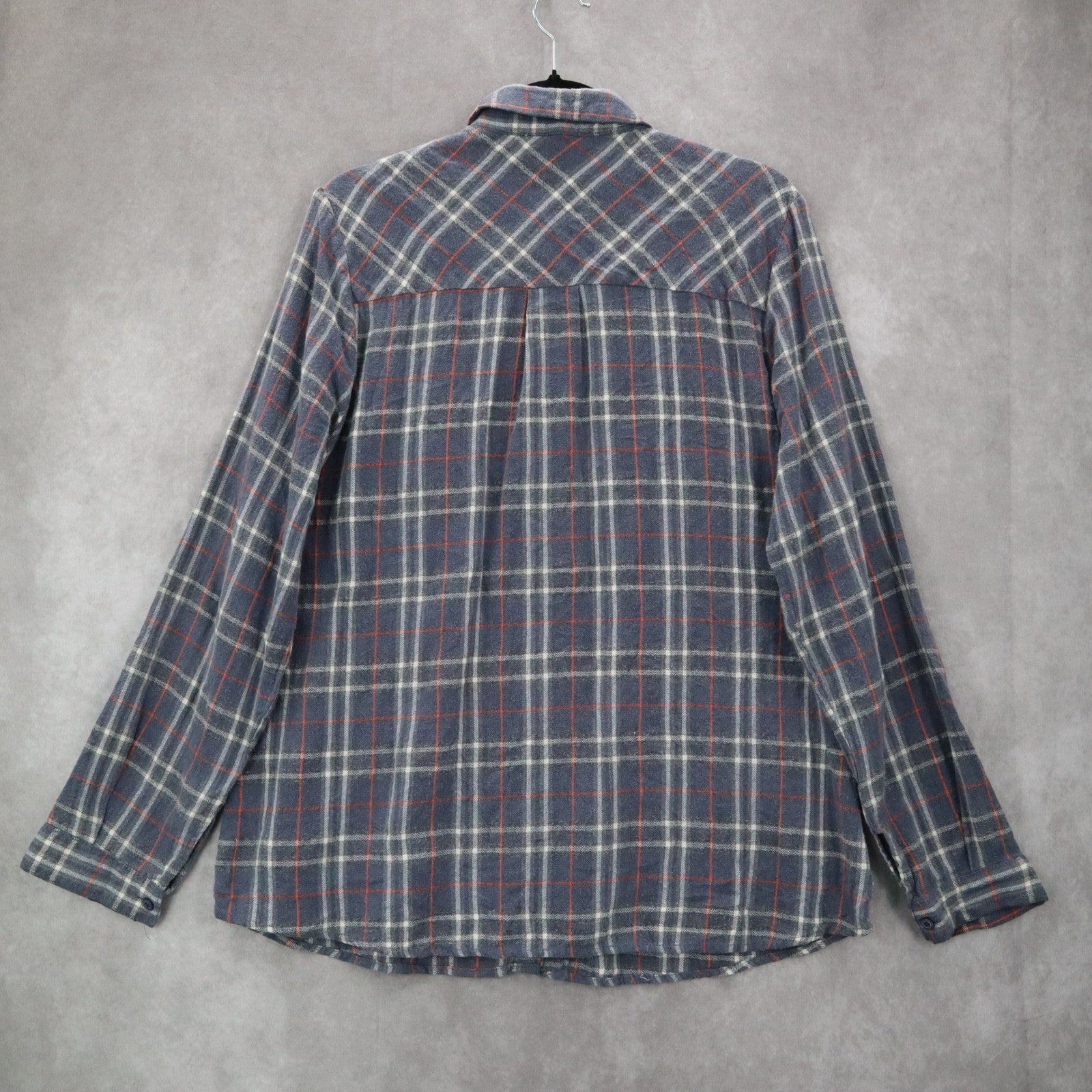 Entro Gray Plaid Flannel Button Down Western Cotton Tartan Extra Large XL