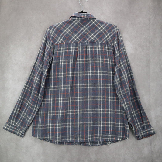 Entro Gray Plaid Flannel Button Down Western Cotton Tartan Extra Large XL