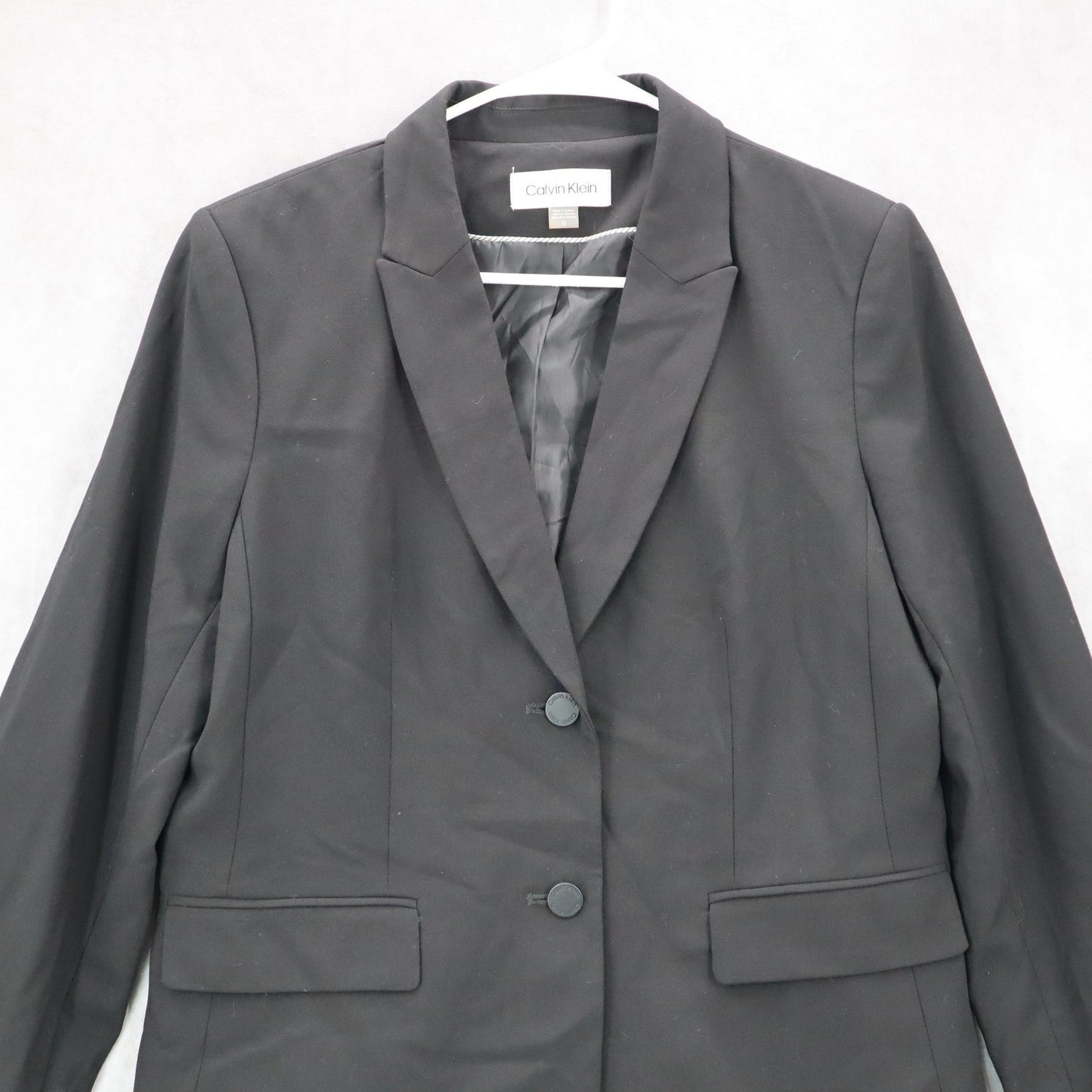 Calvin Klein Black Fish Mouth Formal Preppy Cocktail Coat Jacket Blazer 10
