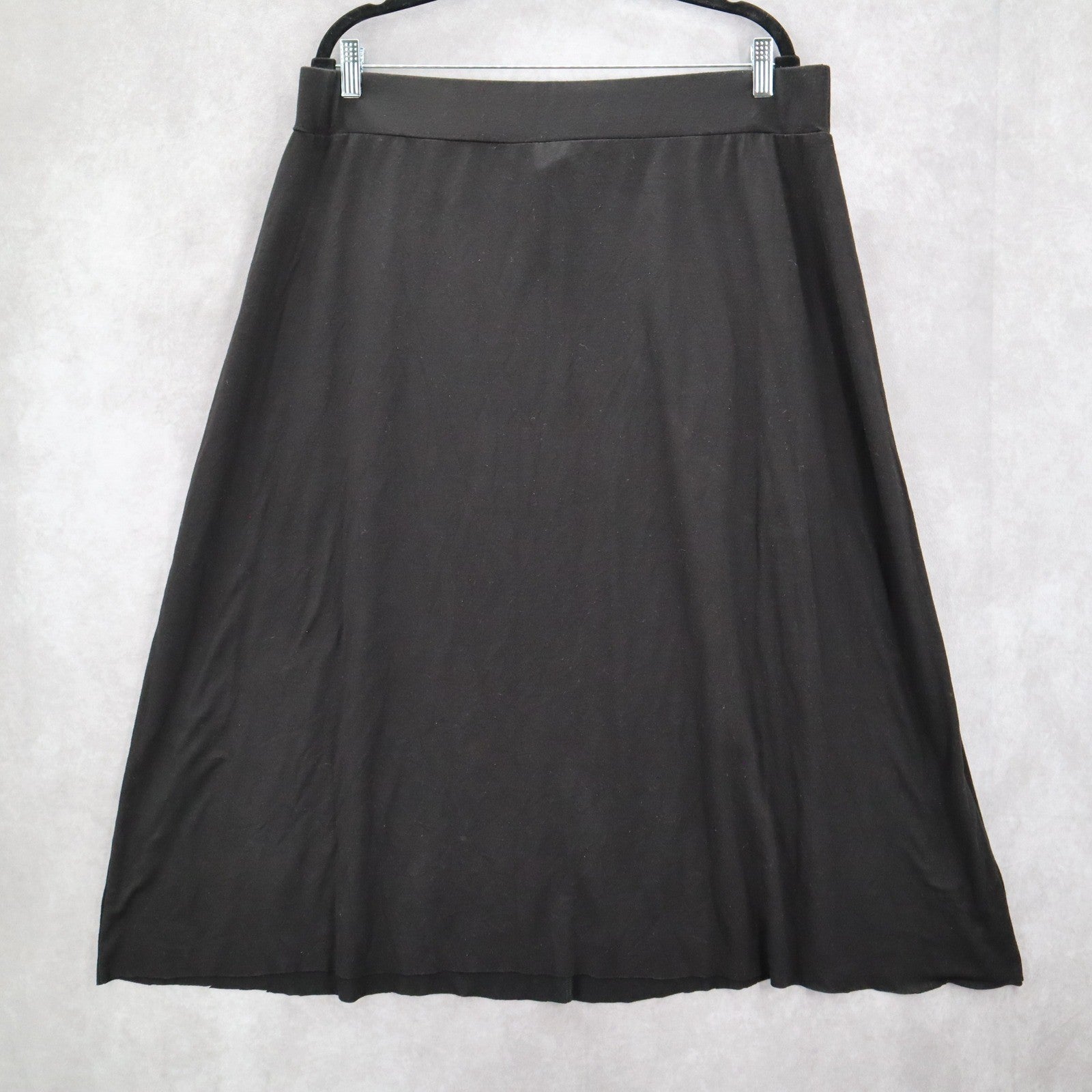 Faded Glory Black Midi Stretch Casual Relaxed Flare Skirt Plus 18W 20W 2X