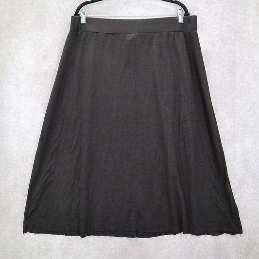 Faded Glory Black Midi Stretch Casual Relaxed Flare Skirt Plus 18W 20W 2X