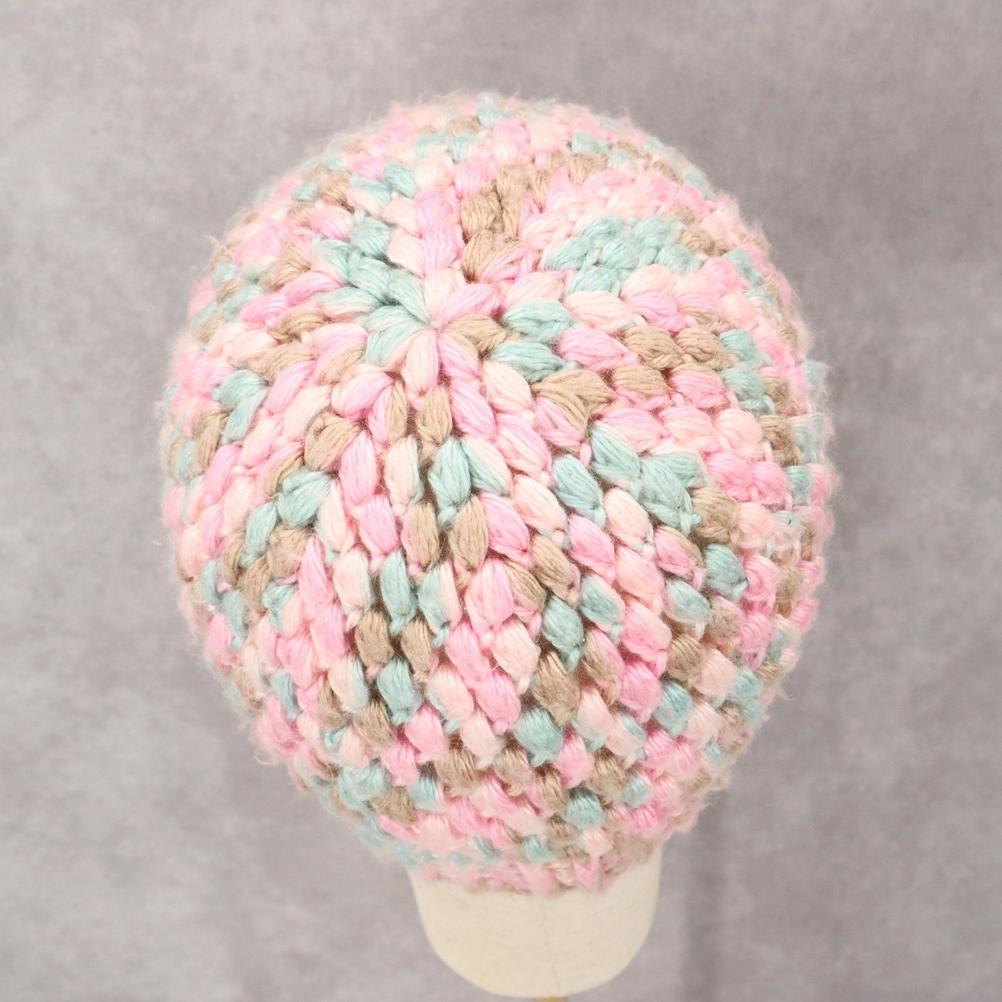 Pink Crochet Cable Knit Y2K Vintage Cottage Cozy Beanie Cap Hat OS