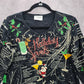Cactus Bay Black Christmas Holiday Festival Y2K VTG Artsy Print Top Medium