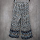 Indero Blue Floral Wide Leg Boho Pull On Straight Leg Trousers Pant L/XL