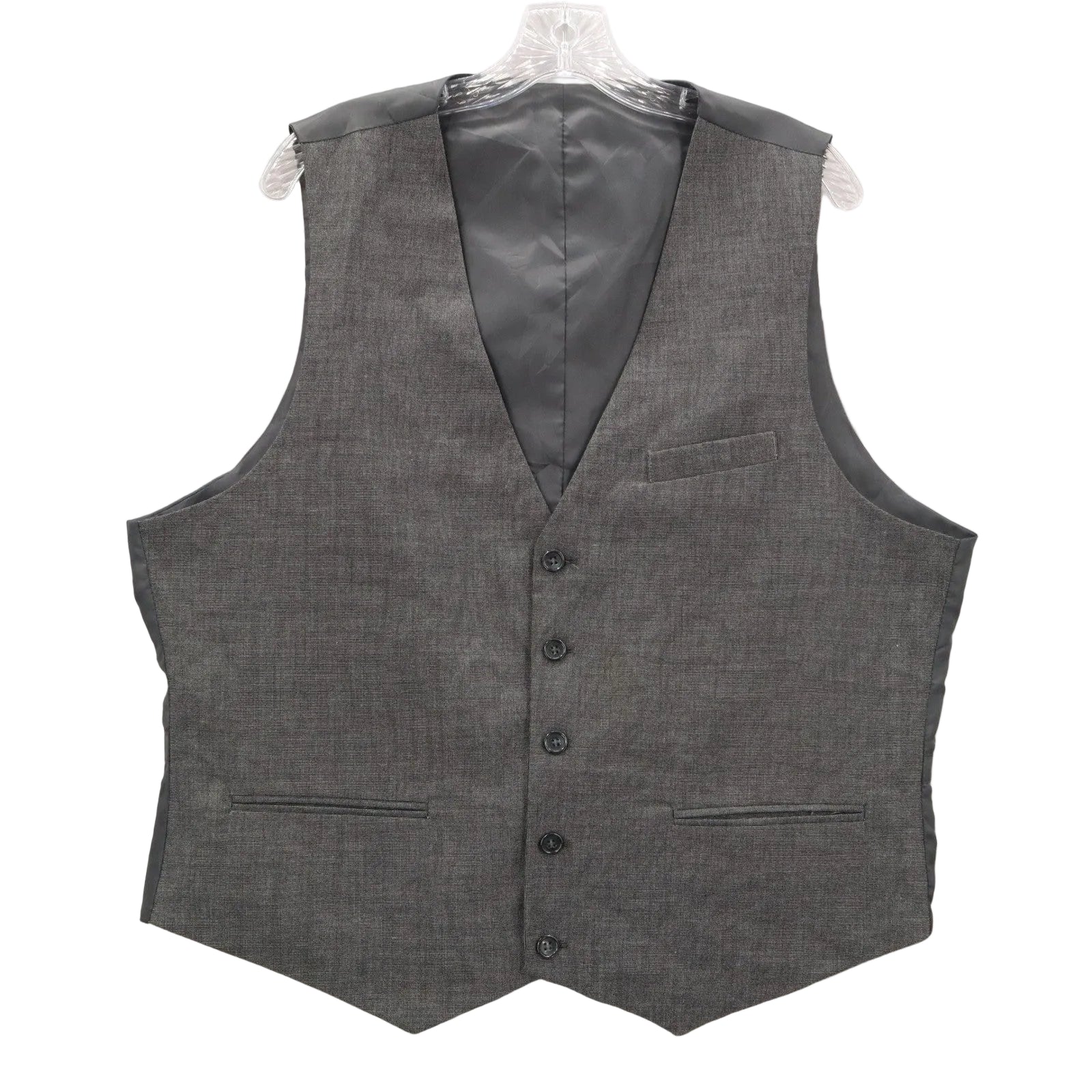 Gray Plaid 5 Button Point Bottom Waistcoat Formal Tuxedo Suit Vest 44S XL