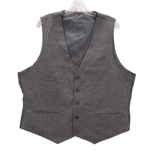 Gray Plaid 5 Button Point Bottom Waistcoat Formal Tuxedo Suit Vest 44S XL