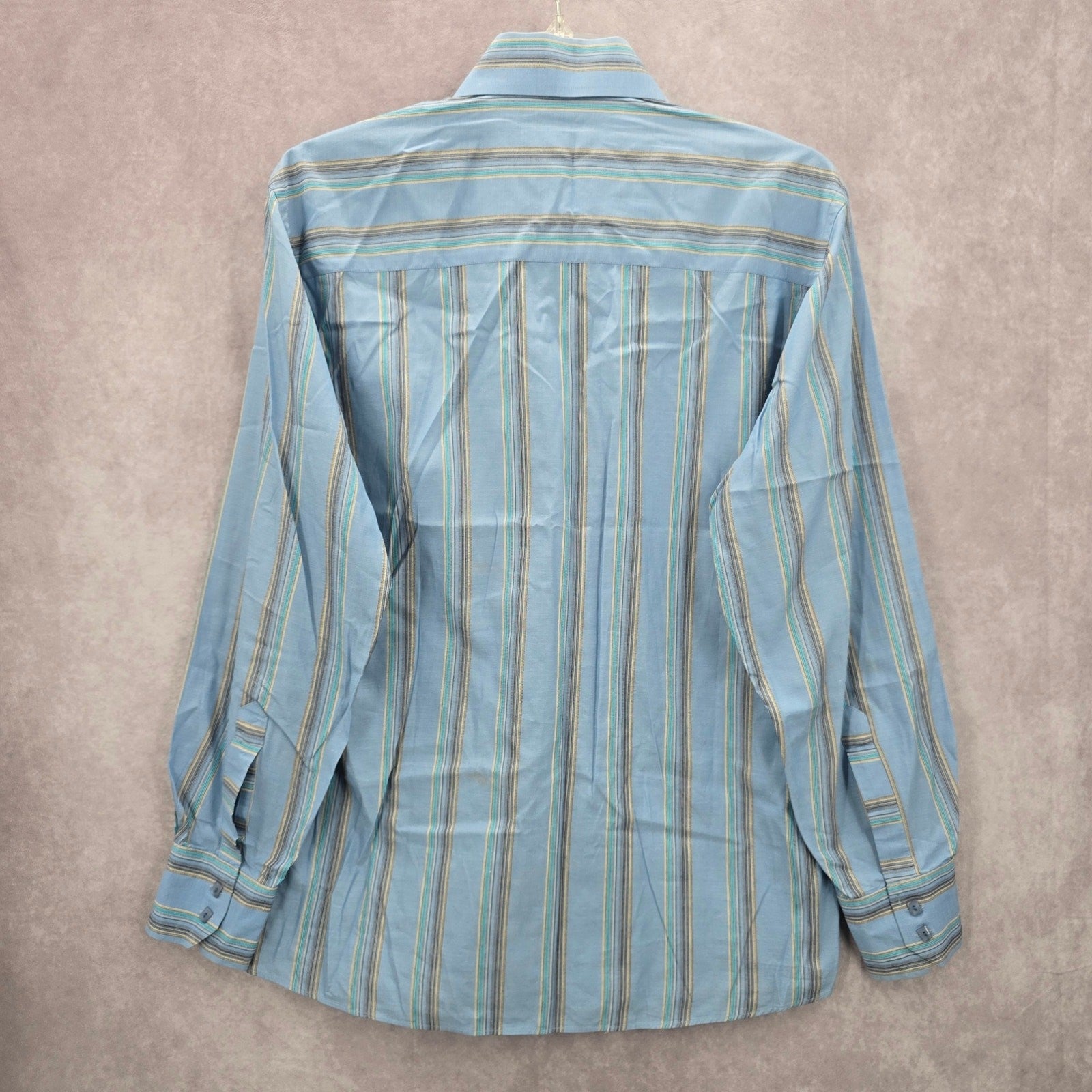 Artisti Italiani Blue Stripe Mens Button Down Long Sleeve Cotton Dress Shirt XL