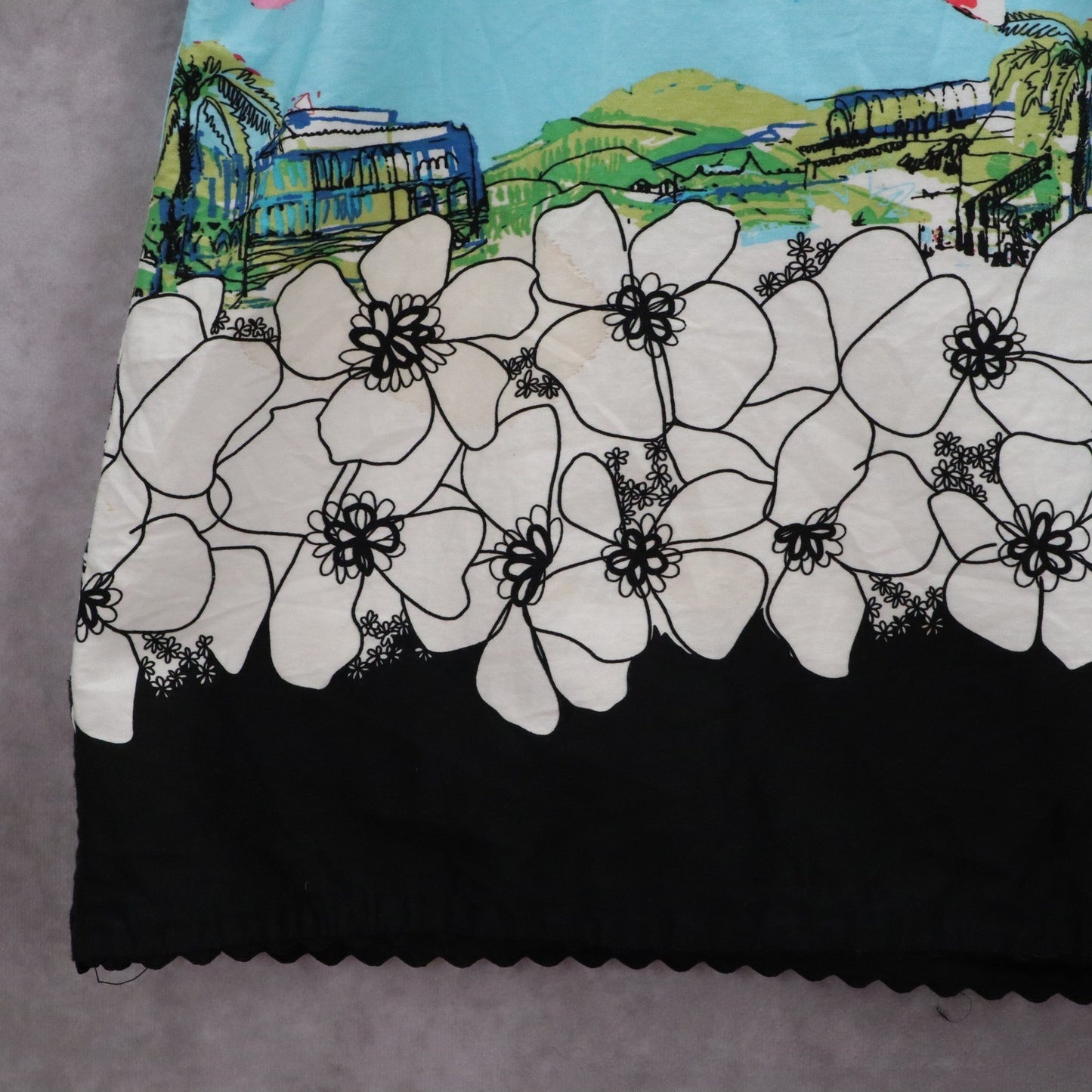 George Blue Floral Mini Short Flare Lace Trim Preppy Zip Button Skirt Plus 24W