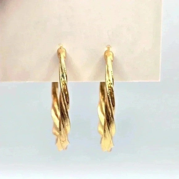 Gold Spiral Half Hoop Circle Boho Retro Fashion Jewelry Earrings Medium E14