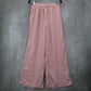 Pink Belted Wide Leg Boho Pull On Straight Leg Elastic Trousers Pant M Medium