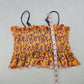 Yellow Floral Crop Smock Boho Tube Ruffle Y2K Bikini Bralette Swim Top M Medium