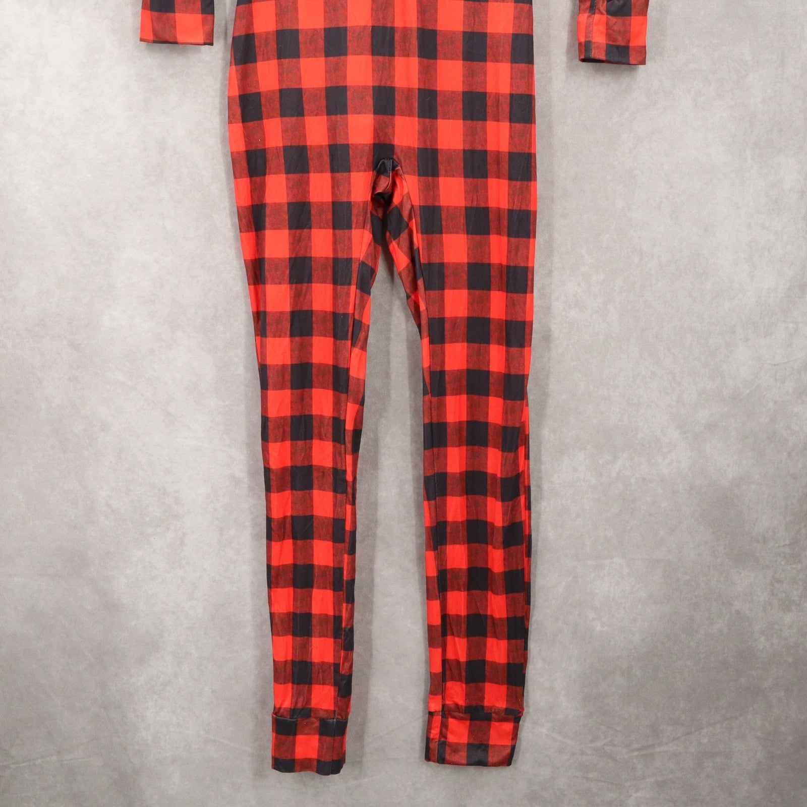 Chicme Red Buffalo Checker Reindeer Merry Christmas Adult Jumpsuit Pajamas Small