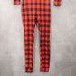 Chicme Red Buffalo Checker Reindeer Merry Christmas Adult Jumpsuit Pajamas Small