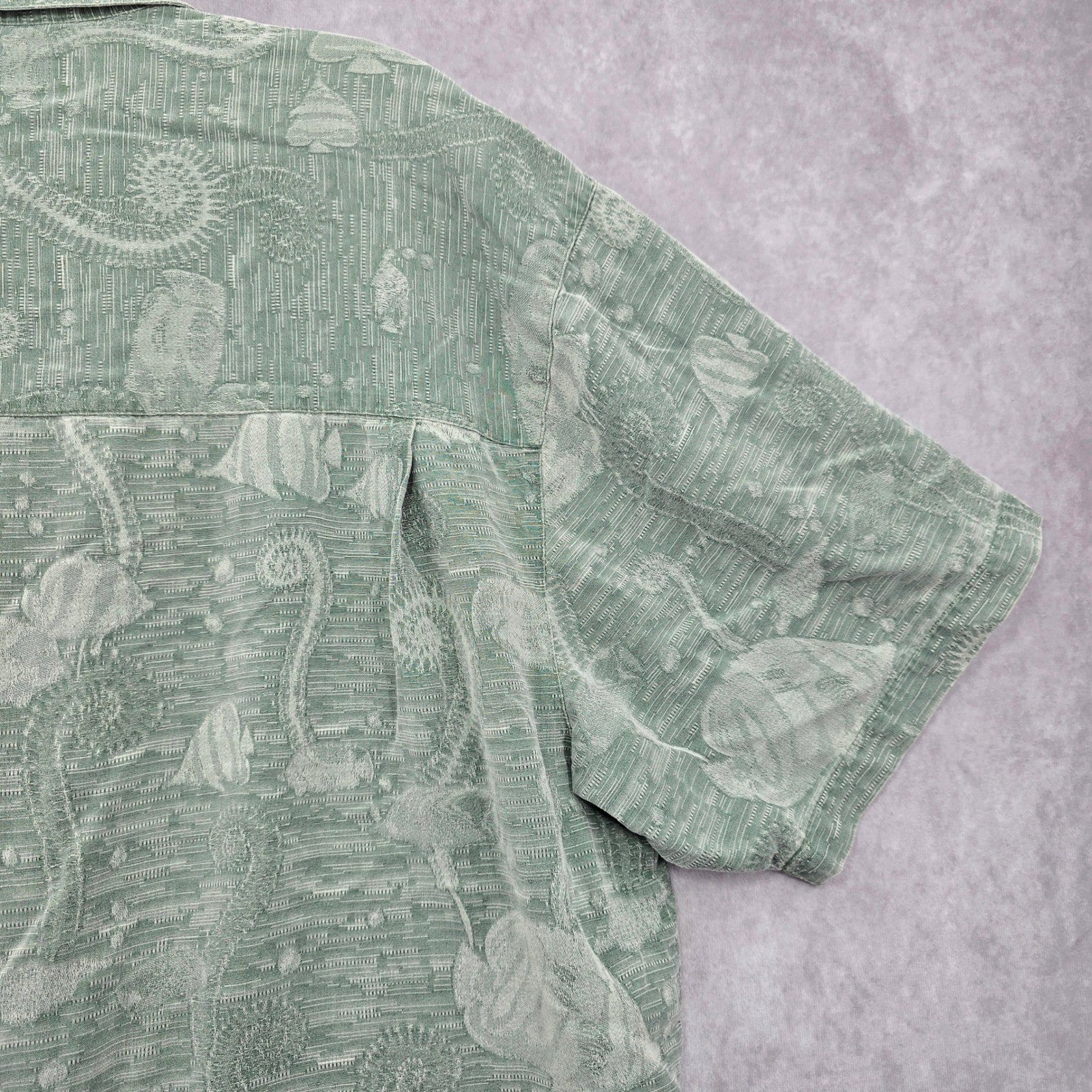 Bermuda Bay Green Tropical Surf Island Vintage Cotton Relax Hawaiian Shirt XXL
