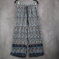 Indero Blue Floral Wide Leg Boho Pull On Straight Leg Trousers Pant L/XL