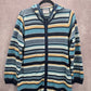 Liz Claiborne Blue Stripe Button Hoodie Knit Long Sweater Cardigan Small