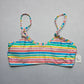 Indigo Rein Pink Stripe Ruffle Padded Swim Bra Beach Bralette Bikini Top L Large