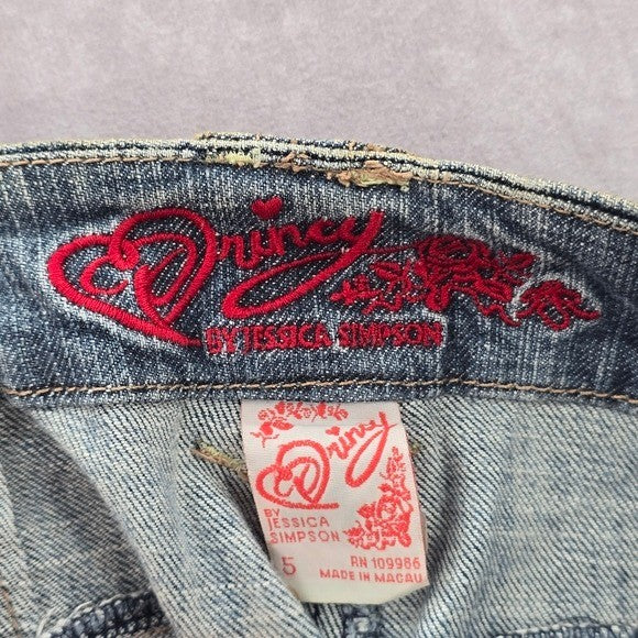 Princy by Jessica Simpson Blue Bootcut Flare Distress Denim Jeans Small 5