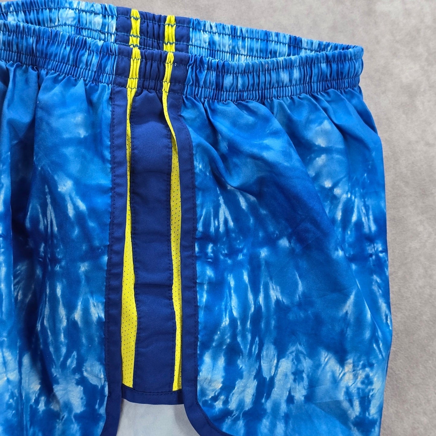 Nike Dri Fit Blue Yellow Stripe Running Active Sports Pant Shorts Extra Small XS