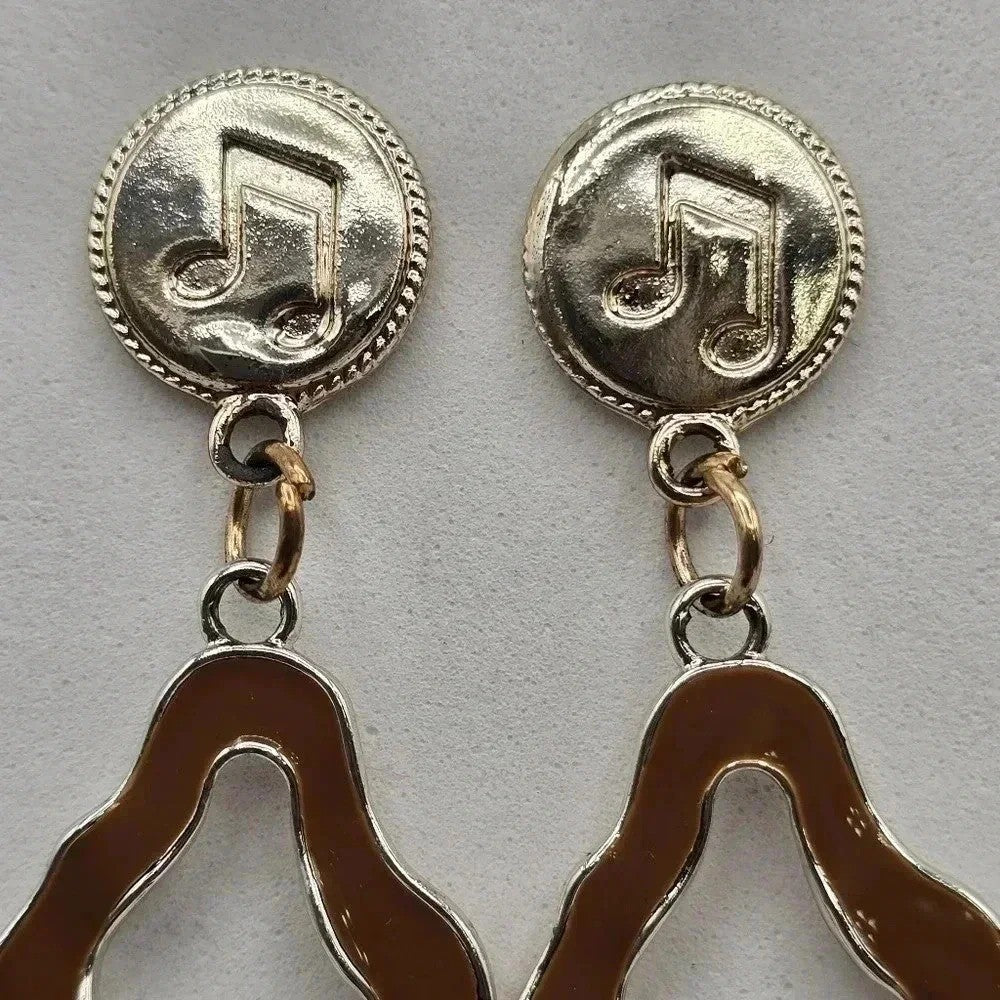 Musical Notes Gold Brown Dangle Hook Boho Retro Earrings Fashion Jewelry E29