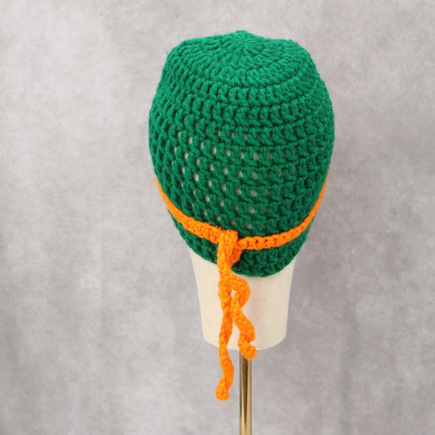 Green Crochet Cable Knit Turtle Mask Y2K Vintage Beanie Hat Cap OS