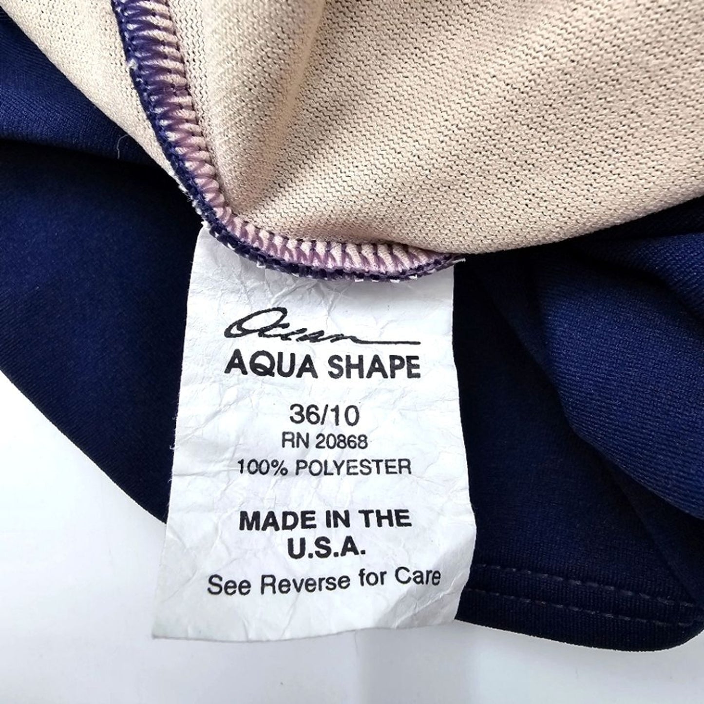 Ocean Aqua Shape Navy Blue One Piece Bathing Suit Swimwear Size 36/10