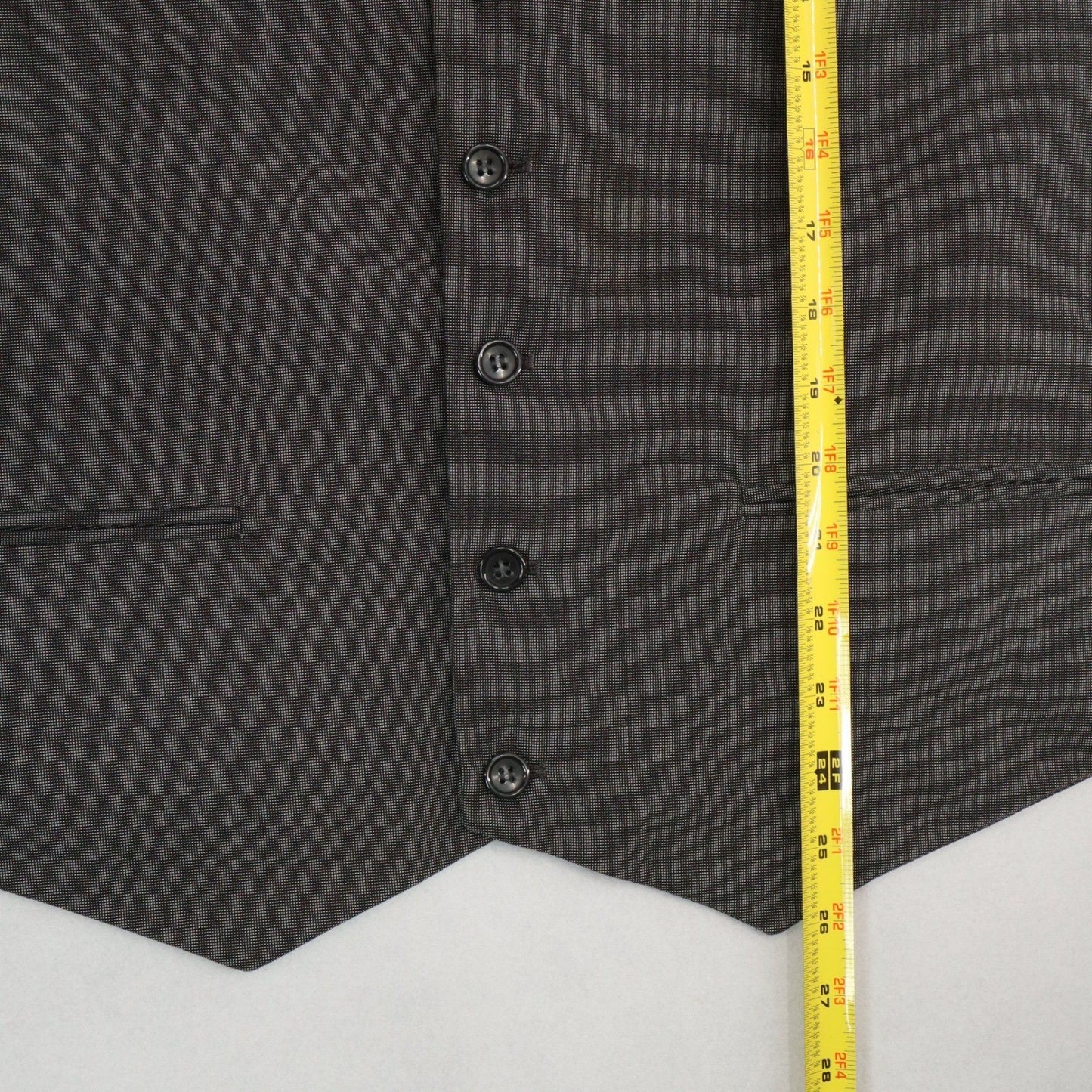 Gray Plaid 5 Button Point Bottom Waistcoat Formal Tuxedo Suit Vest 44S XL