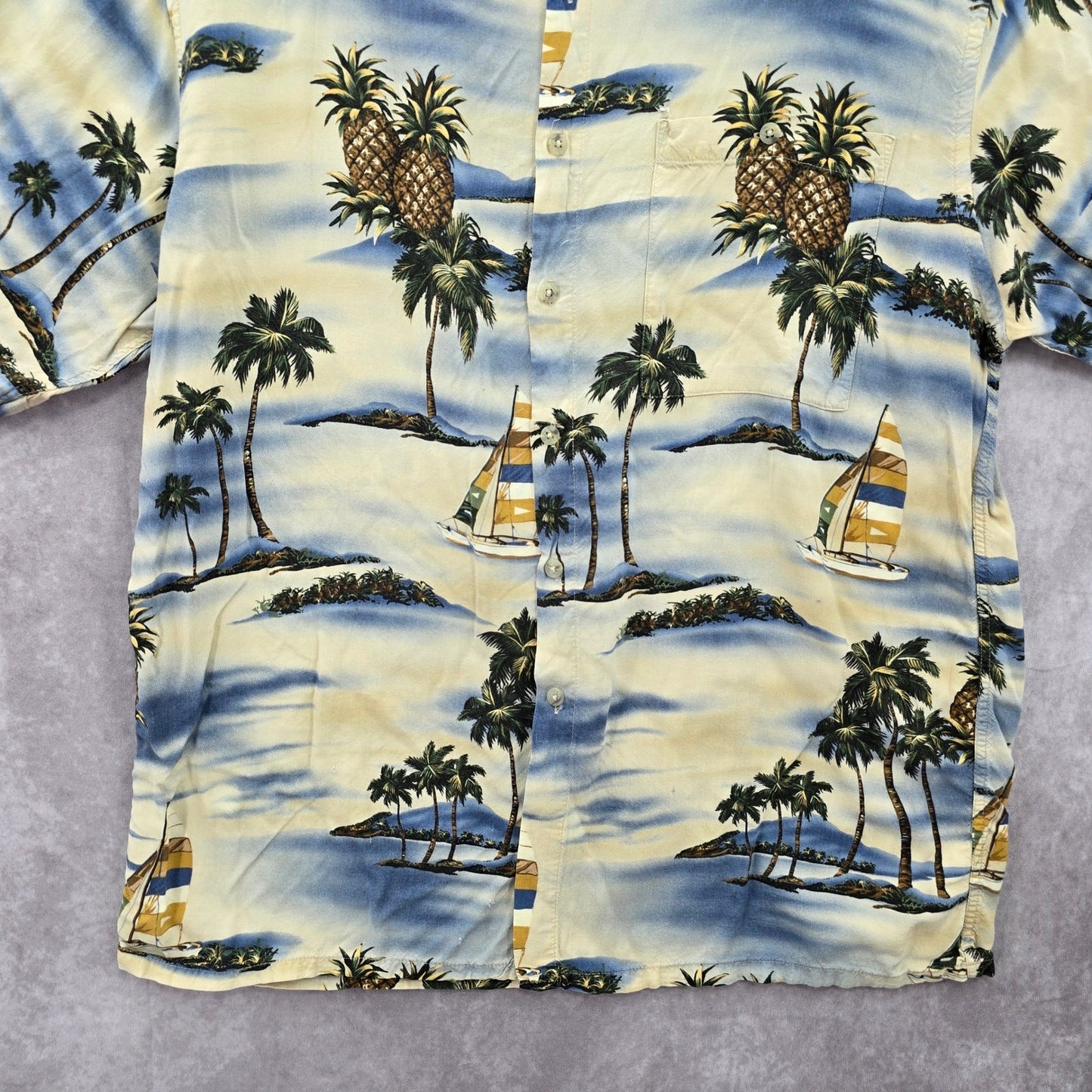 Campia Moda Beach Palm Tropical Surf Island Vintage Relax Hawaiian Shirt L