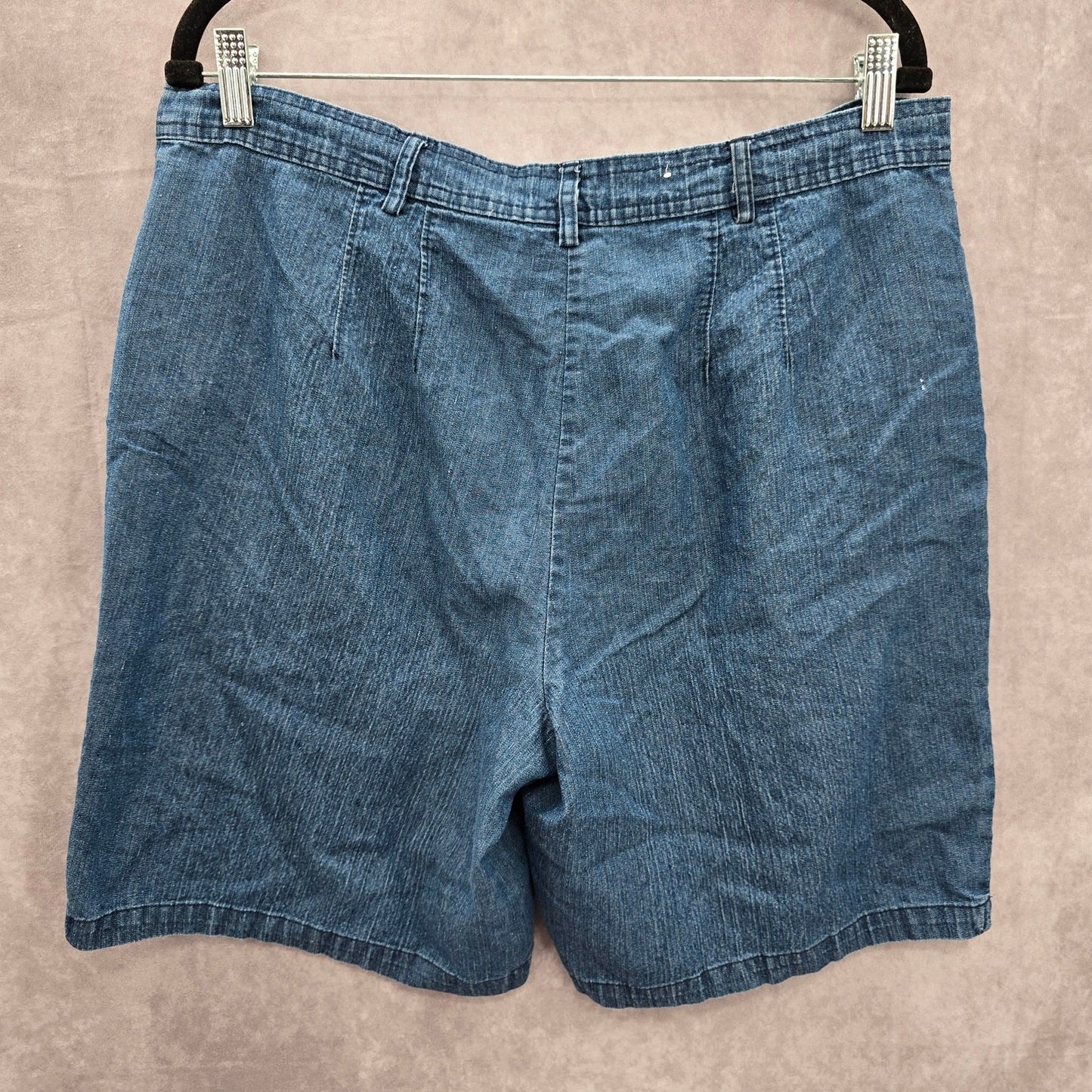 White Stag Blue Cotton Jeans Flat Front Bermuda Bottoms Pants Shorts Plus 14