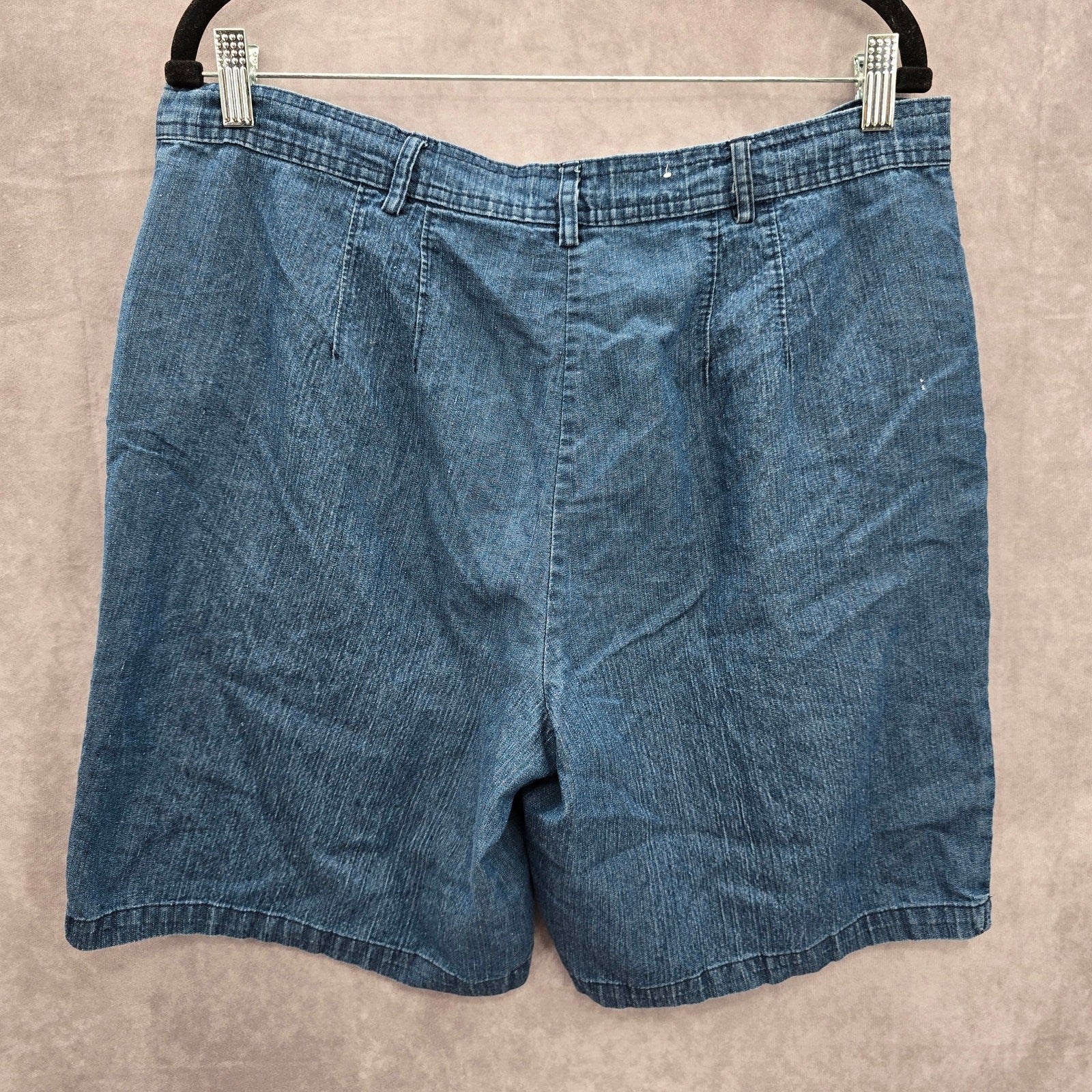 White Stag Blue Cotton Jeans Flat Front Bermuda Bottoms Pants Shorts Plus 14