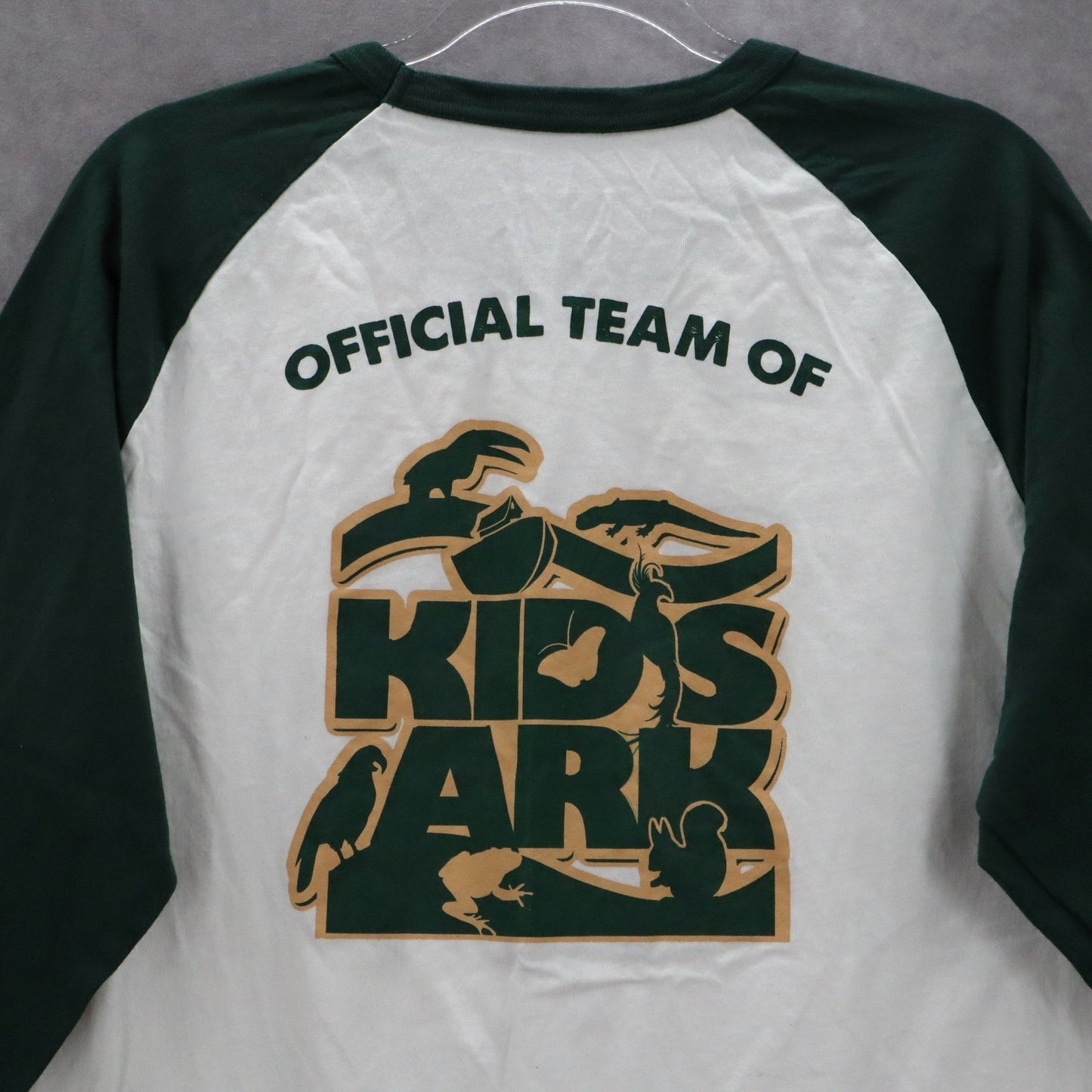Sport Tek White Green Mineritos Baseball Tee Tshirt Raglan Top L Large