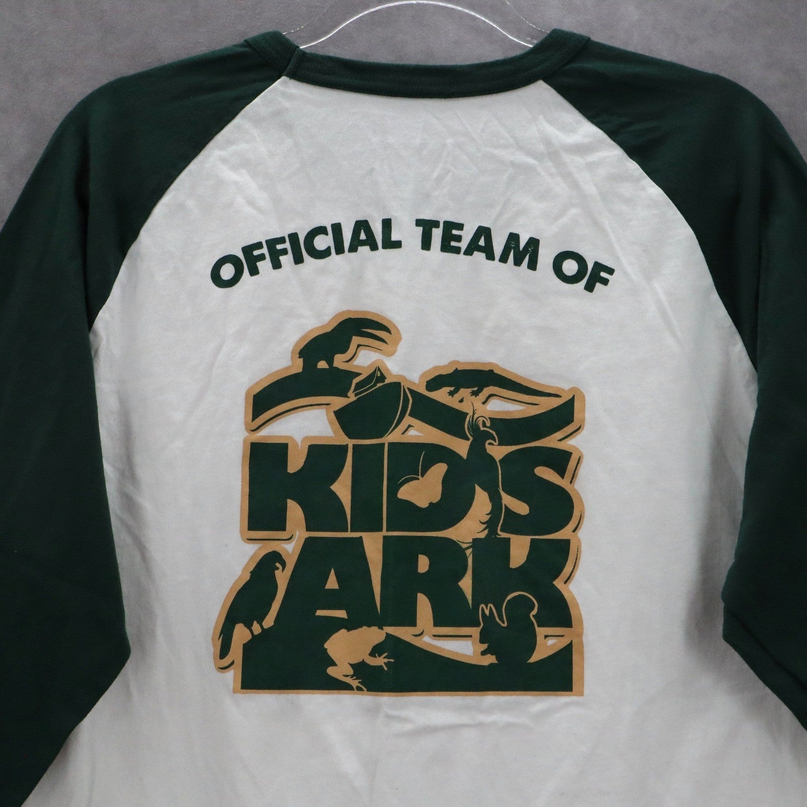 Sport Tek White Green Mineritos Baseball Tee Tshirt Raglan Top L Large