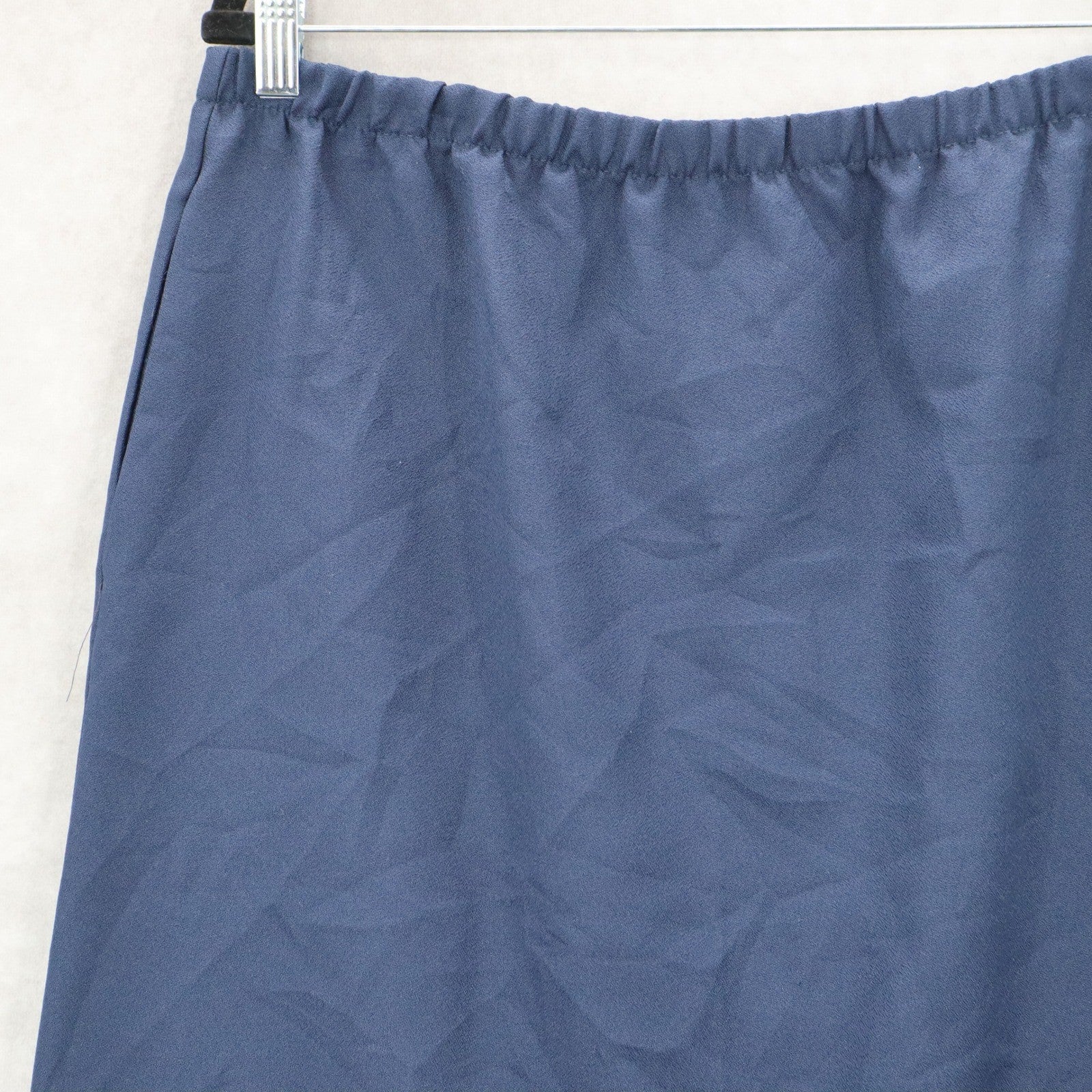Navy Blue Pencil Secretary Business Casual Pull On Elastic Knee Length Skirt 14