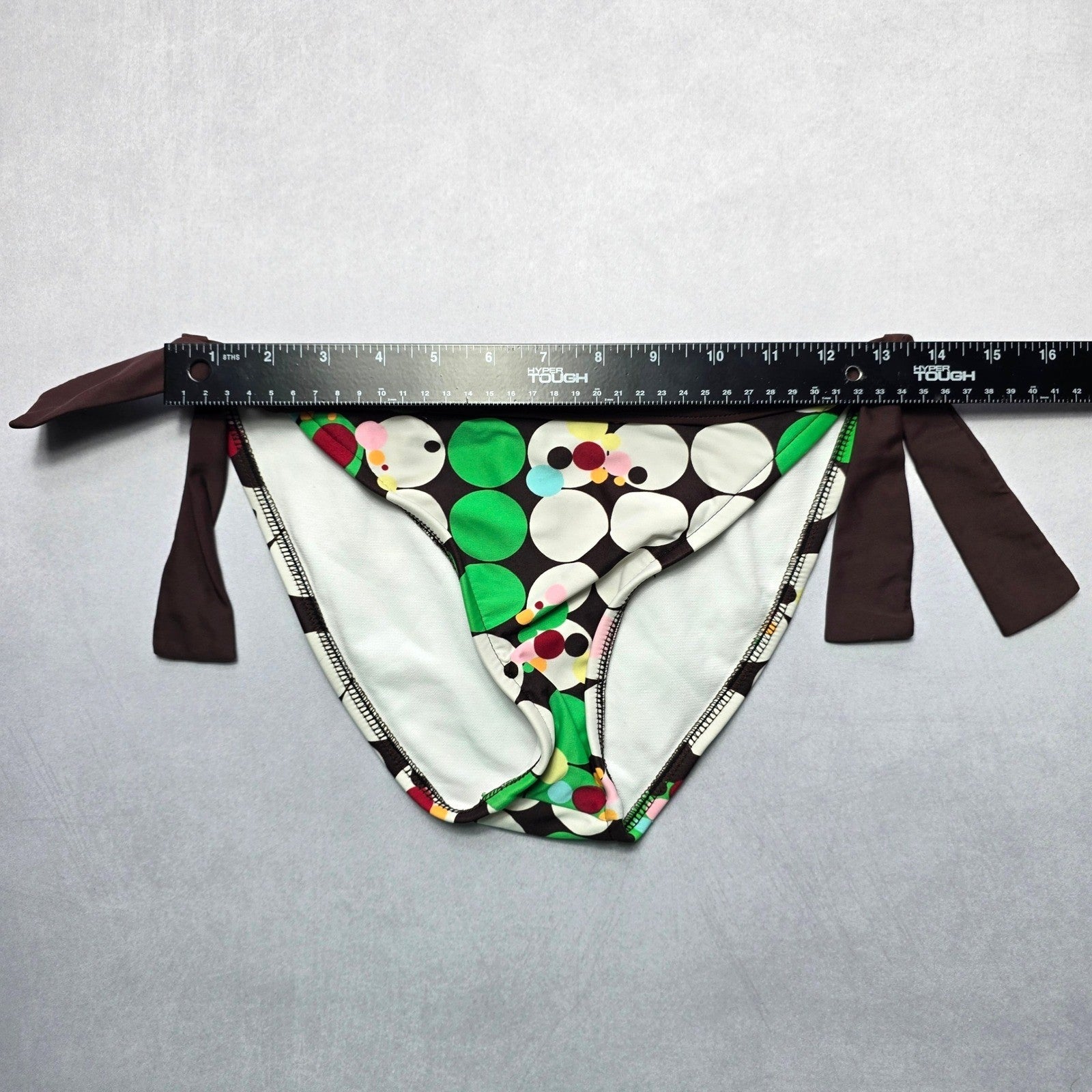 Personal Identity Brown Green Circle Tie Swim Beach Flirty Bikini Bottom Large
